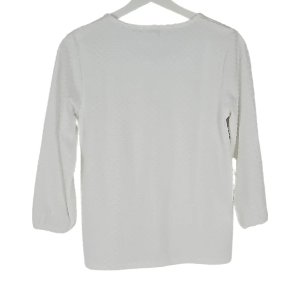 J.Crew Women's White Textured Clip-Dot Blouse Coastal Grandma Preppy Chic, XS